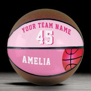 Pink Custom Basketball Girl Team Name Number