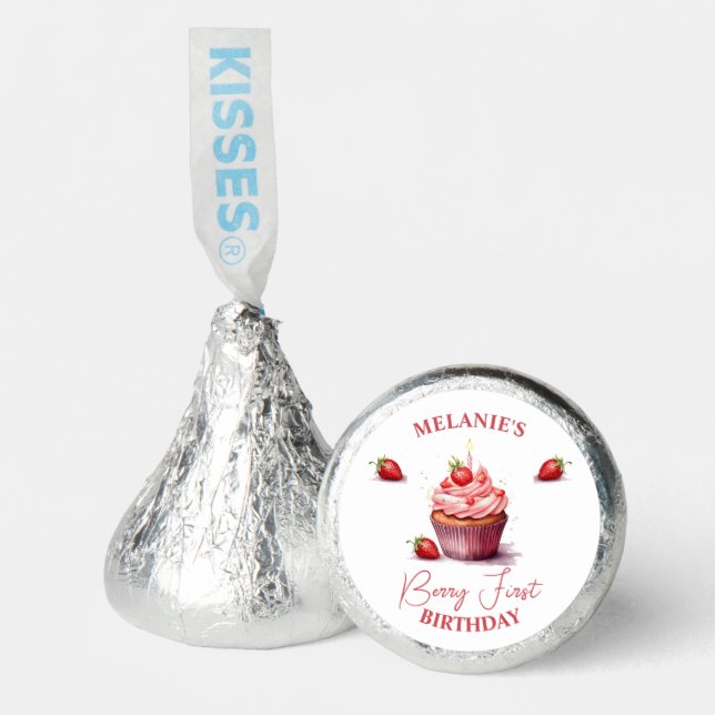 Pink Custom Berry First Birthday Partiy Favor (Front)