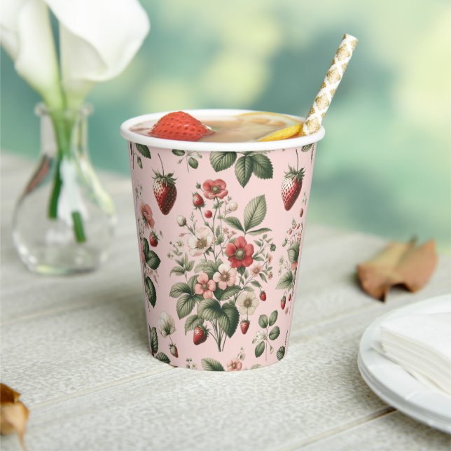 Pink Custom Berry Sweet Strawberry  Paper Cups (Insitu)