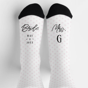 Pink Custom Bride Photo Socks