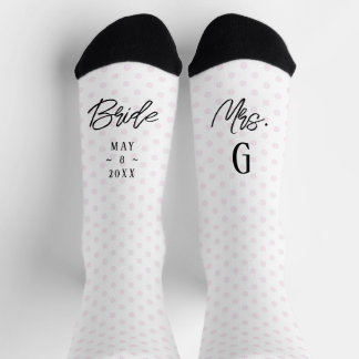 Pink Custom Bride Photo Socks