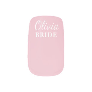 Pink Custom Brides Name  Minx Nail Art