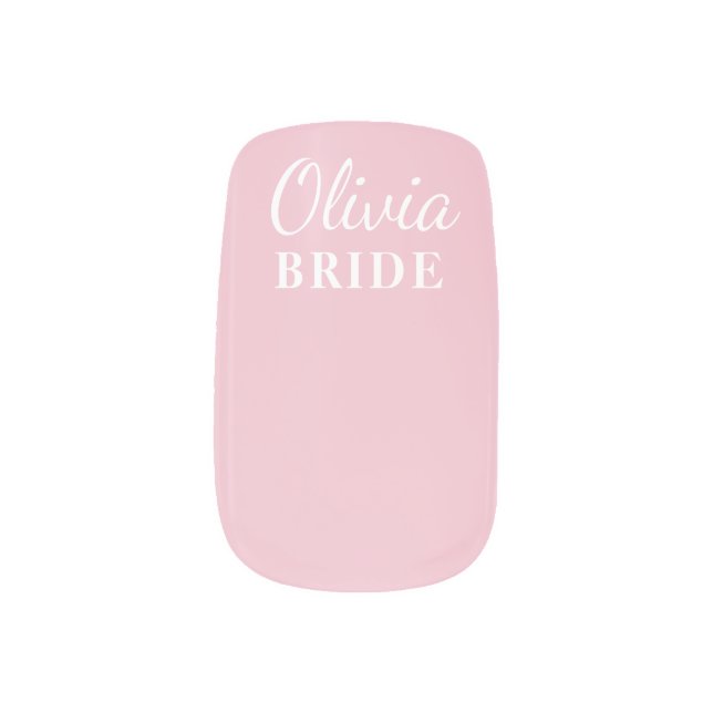 Pink Custom Brides Name  Minx Nail Art (Left Thumb)