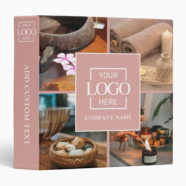 Pink Custom Business Logo Professional No Minimum 3 Ring Binder (Front/Spine)