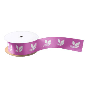 Pink Custom Business Logo Satin Ribbon