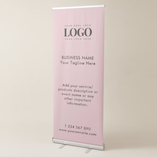 Pink Custom Business Logo Text Corporate Company Retractable Banner