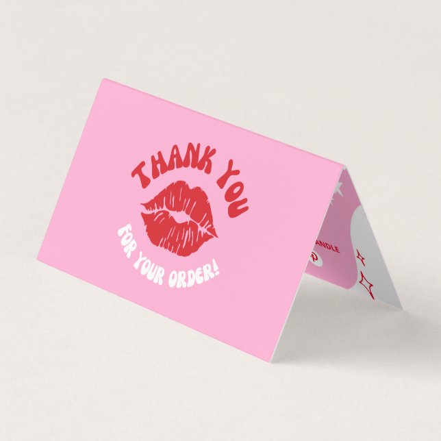 Pink Custom Business Social Media Thank You Folded Business Card (Front)