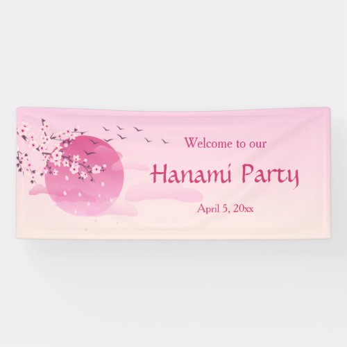 Pink Custom Cherry Blossom Festival Rising Sun Banner