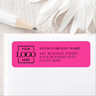 Pink Custom Company Business Logo Return Address Label