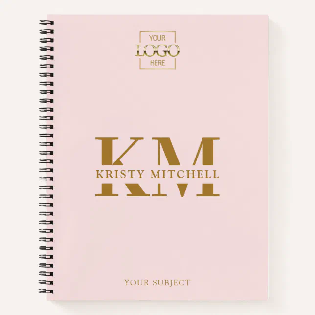 Pink Custom Company Logo Business Monogrammed Notebook | Zazzle