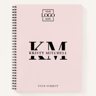 Pink Custom Company Logo Business Monogrammed Notebook