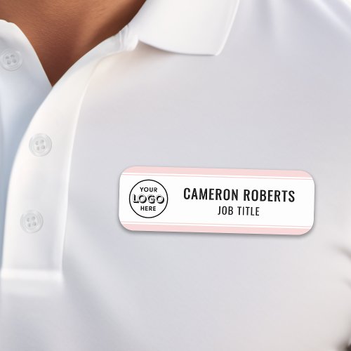 Pink Custom Company Logo Employee Name Tag