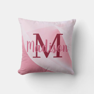 Pink Custom elegant Pillow Monogram Personalized