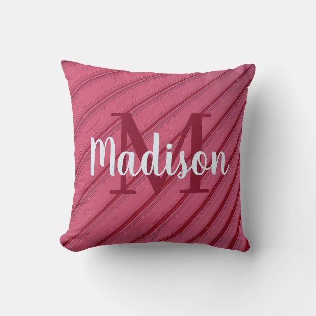 Pink Custom elegant Pillow Monogram Personalized (Front)