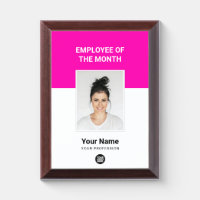 Pink Custom Employee of the Month Logo and Photo Award Plaque