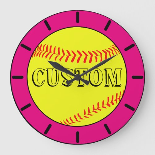 Pink Custom Fastpitch Softball Wall Clock