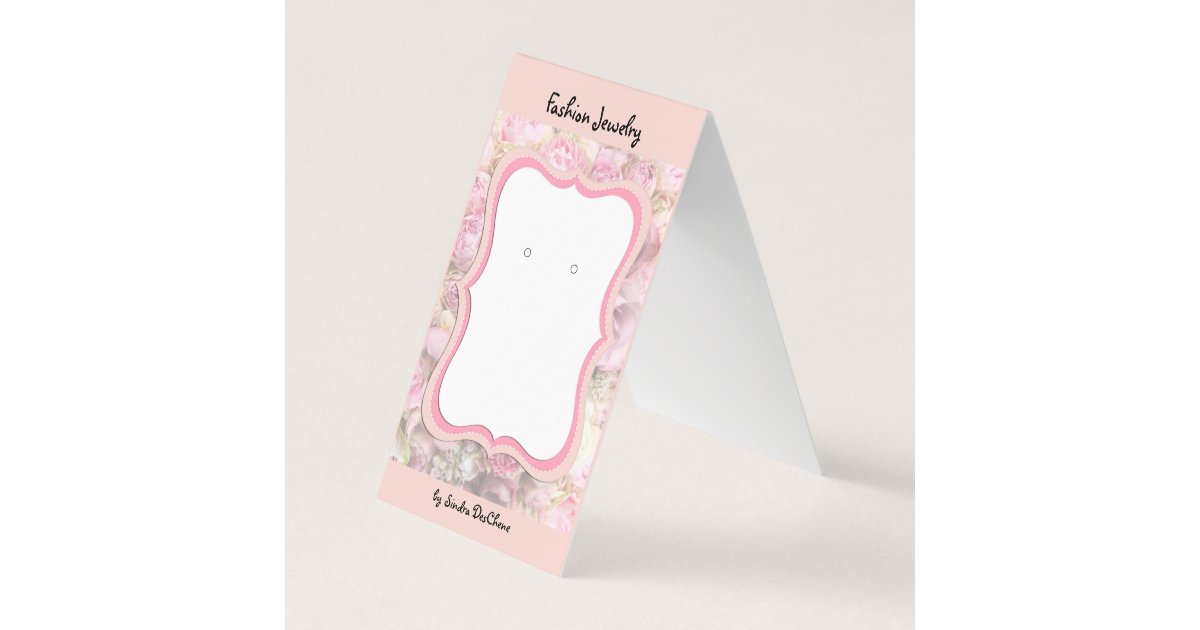 Pink Custom Floral Plaque Tentfold Earring Cards