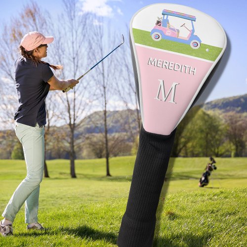 Pink Custom Golf Cart Clubs Monogram Name Golf Head Cover