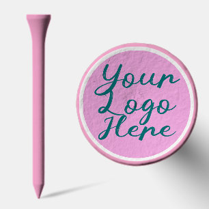 Pink Custom Golf Tees With Logo On Top