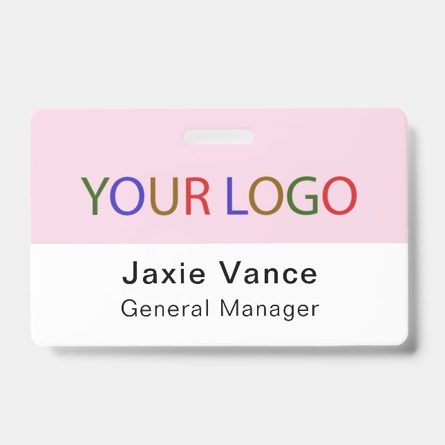 Pink Custom Hard Plastic  with Metal Clip Badge (Front)