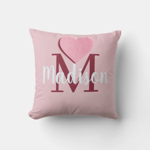 Pink Custom Heart Pillow Monogram Personalized