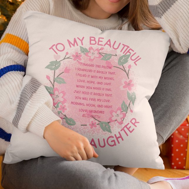 Pink Custom Heartfelt Message To My Granddaughter  Throw Pillow (Pink Custom Heartfelt Message To My Granddaughter Throw Pillow
)