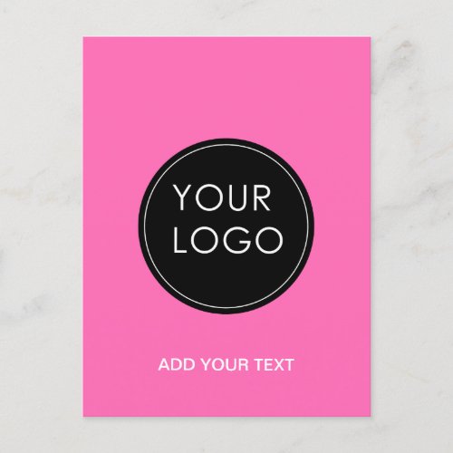 Pink Custom Logo Business Company  Postcard