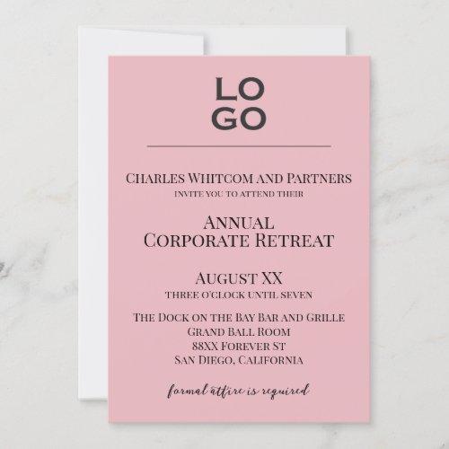 Pink Custom Logo Business Corporate Event  Invitation
