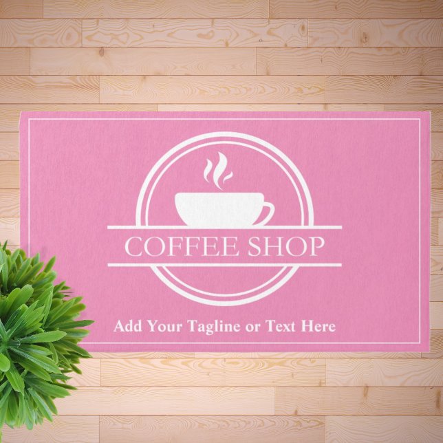 Pink Custom Logo Business Welcome Rug (Customized Business Logo Rug)