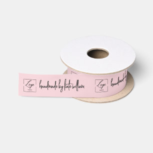 Pink Custom logo machine sewing label Satin Ribbon