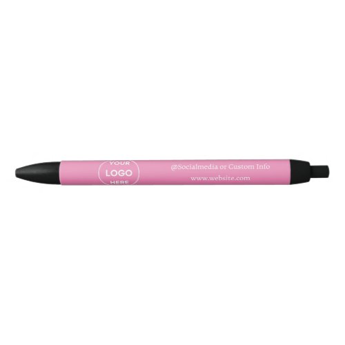 Pink Custom Logo Modern Minimalist Business Black Ink Pen