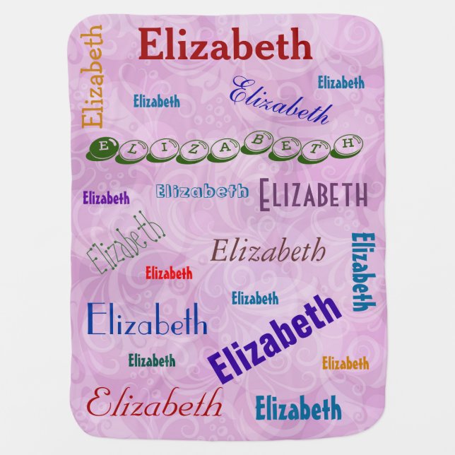 Pink Custom Long Name Fill in Baby's Name Receiving Blanket (Front)
