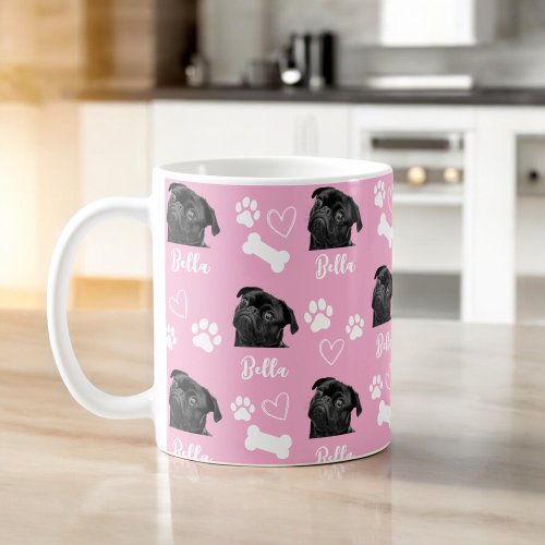 Pink Custom Love Paw Print Dog Lover Pet Photo Coffee Mug