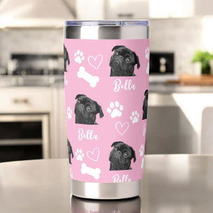 Pink Custom Love Paw Print Dog Lover Pet Photo Insulated Tumbler