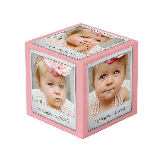 Pink Custom Made Instant Photo Frame 5 Sides (Front Angled)