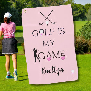 Pink Custom Modern Golf is My Game Personalized Towel