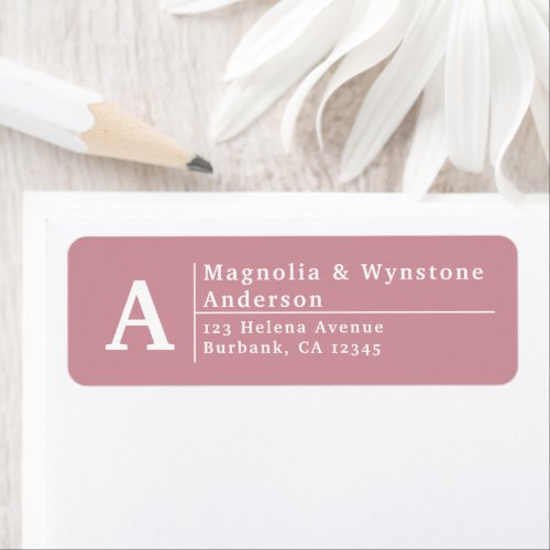 Pink Custom Modern Monogram Return Address Label