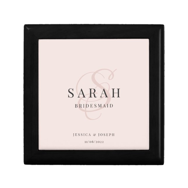 Pink Custom Monogram Bridesmaid Gift Box (Front)