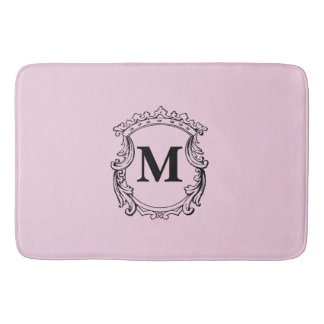 Pink Custom Monogram Crest Bath Mat