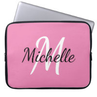 Pink Custom Monogram Laptop Sleeve