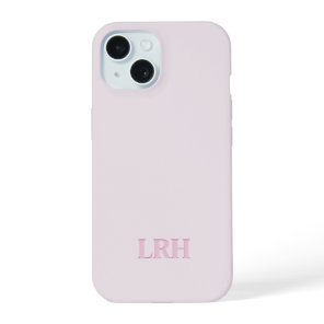 Pink Custom Monogram Modern Layered Initials  iPhone 15 Case