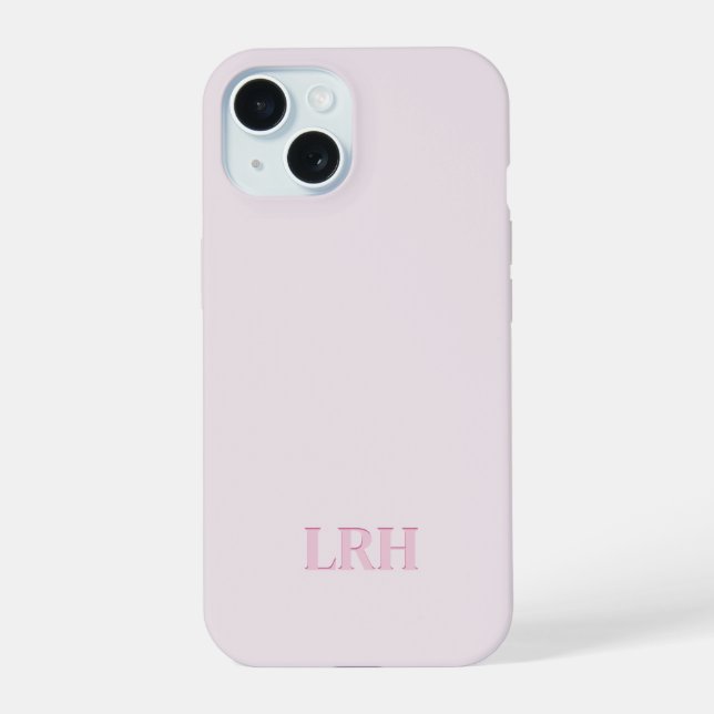 Pink Custom Monogram Modern Layered Initials  Iphone Case (Back)