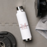 Pink | Custom Name an Monogram Water Bottle<br><div class="desc">Custom script name and monogram pink Water Bottle,  any font,  any color,  no minimum</div>