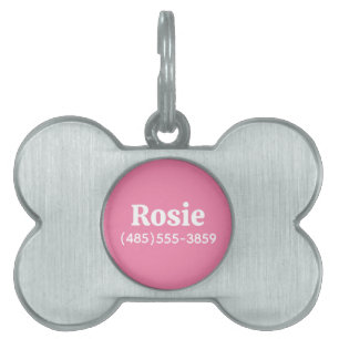 Pink Custom Name and Phone Number Pet ID Tag