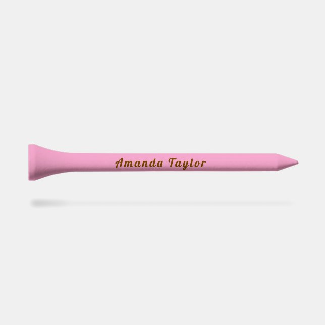 Pink Custom Name Design | Elegant Personalized  Golf Tees (Side (Horz))