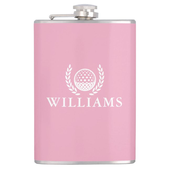 Pink Custom Name Monogram Golf Ball Flask (Front)