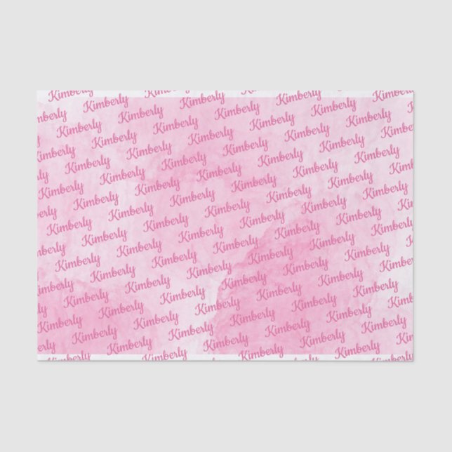 Pink Custom Name Personalized Tissue Paper (Front)