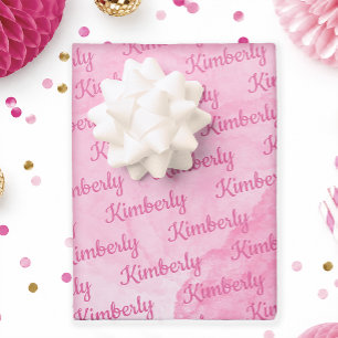 Pink Custom Name Personalized Wrapping Paper Sheets