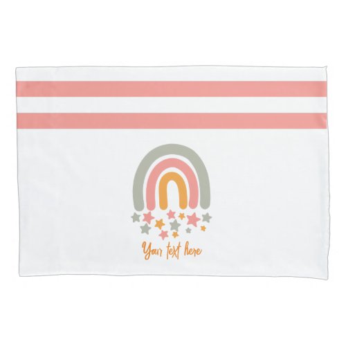 Pink custom name rainbow stars baby blanket pillow case