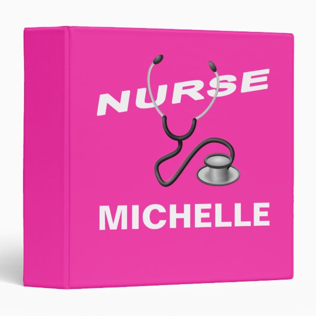PINK  Custom Nurse Name 3 Ring Binder (Front/Spine)